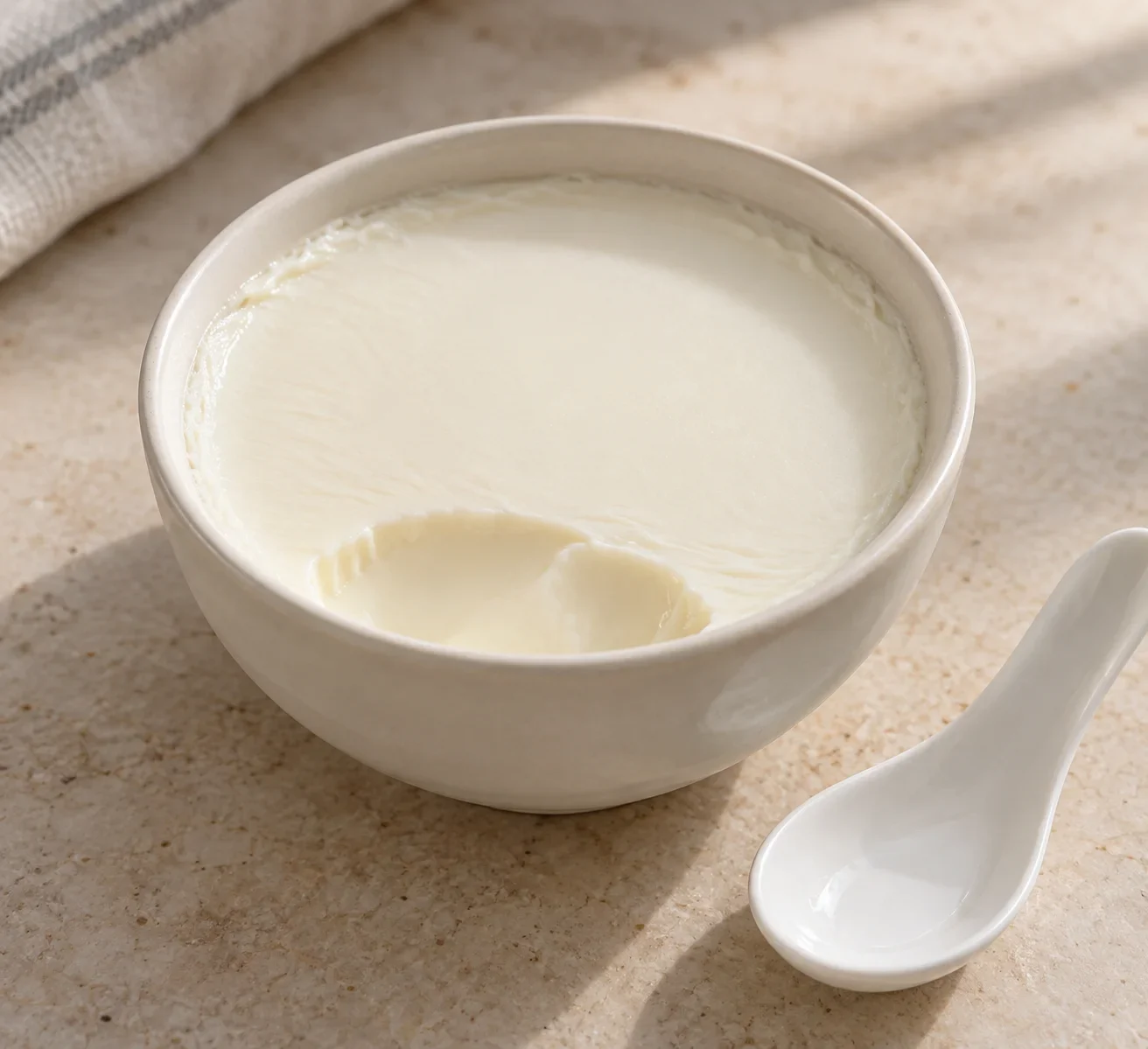 Generated guide illustration of double skin milk; not a restaurant or product photograph.