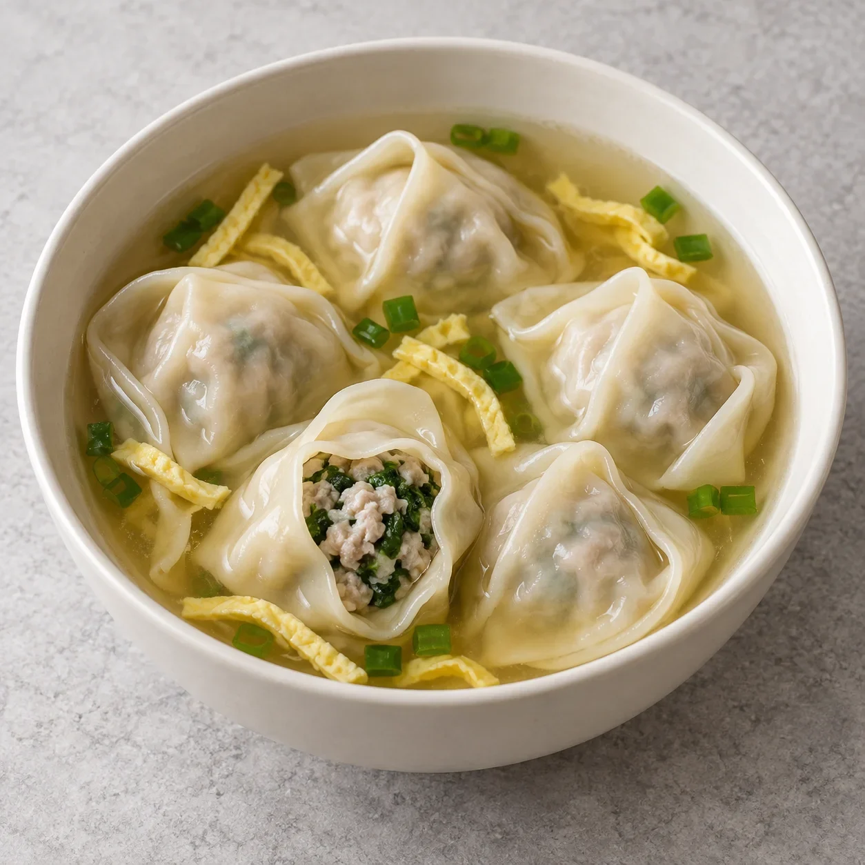 Generated guide illustration: Shanghai pork and vegetable wontons.