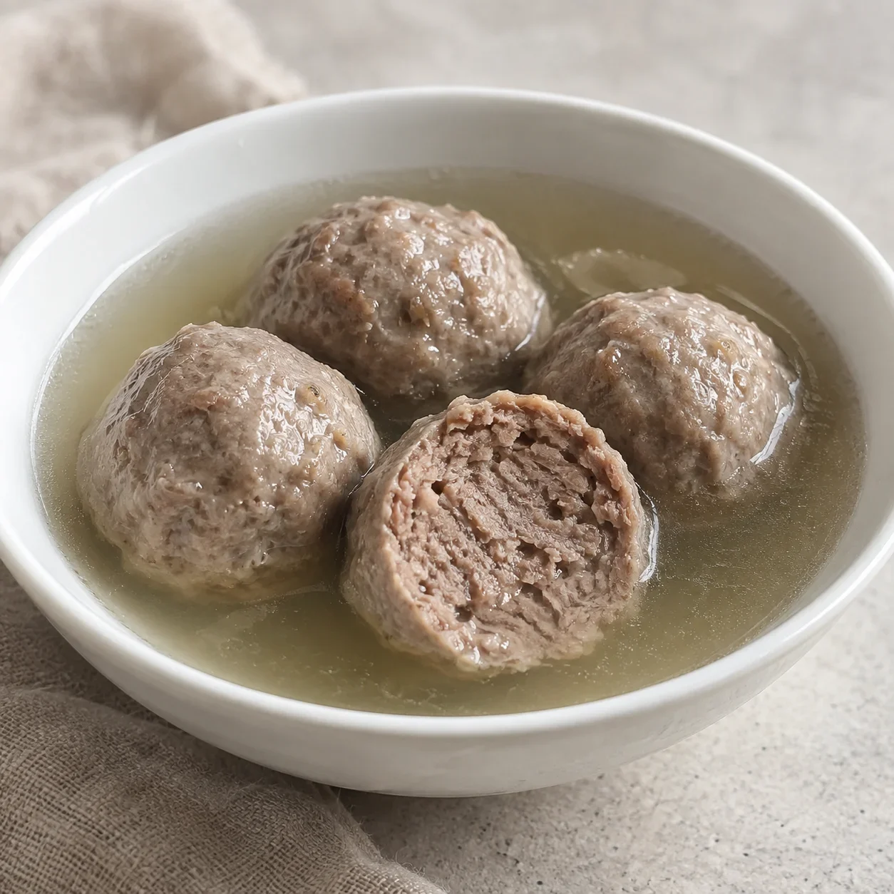 AI-generated editorial illustration of Chaoshan beef balls.
