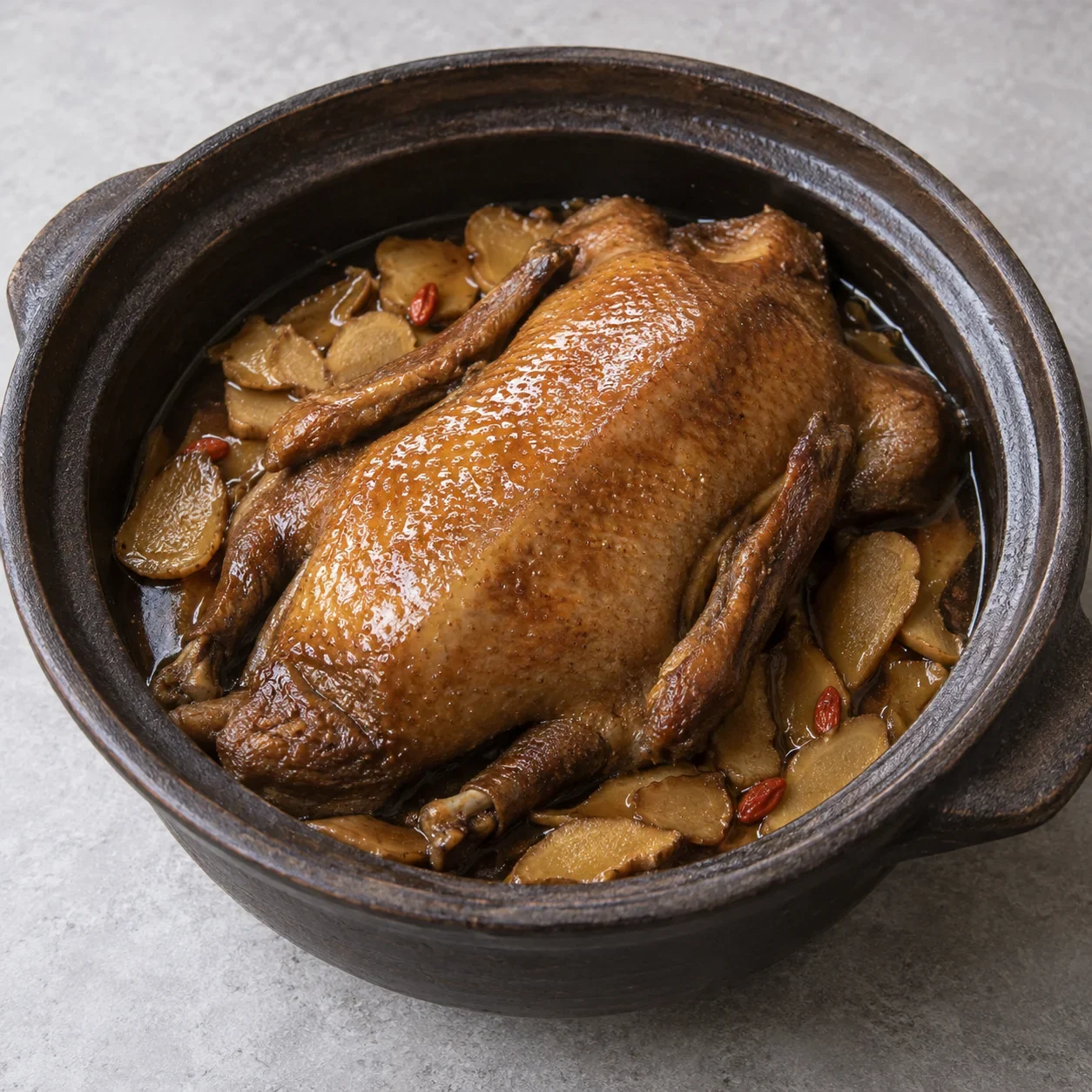Generated guide illustration: Quanzhou ginger duck.