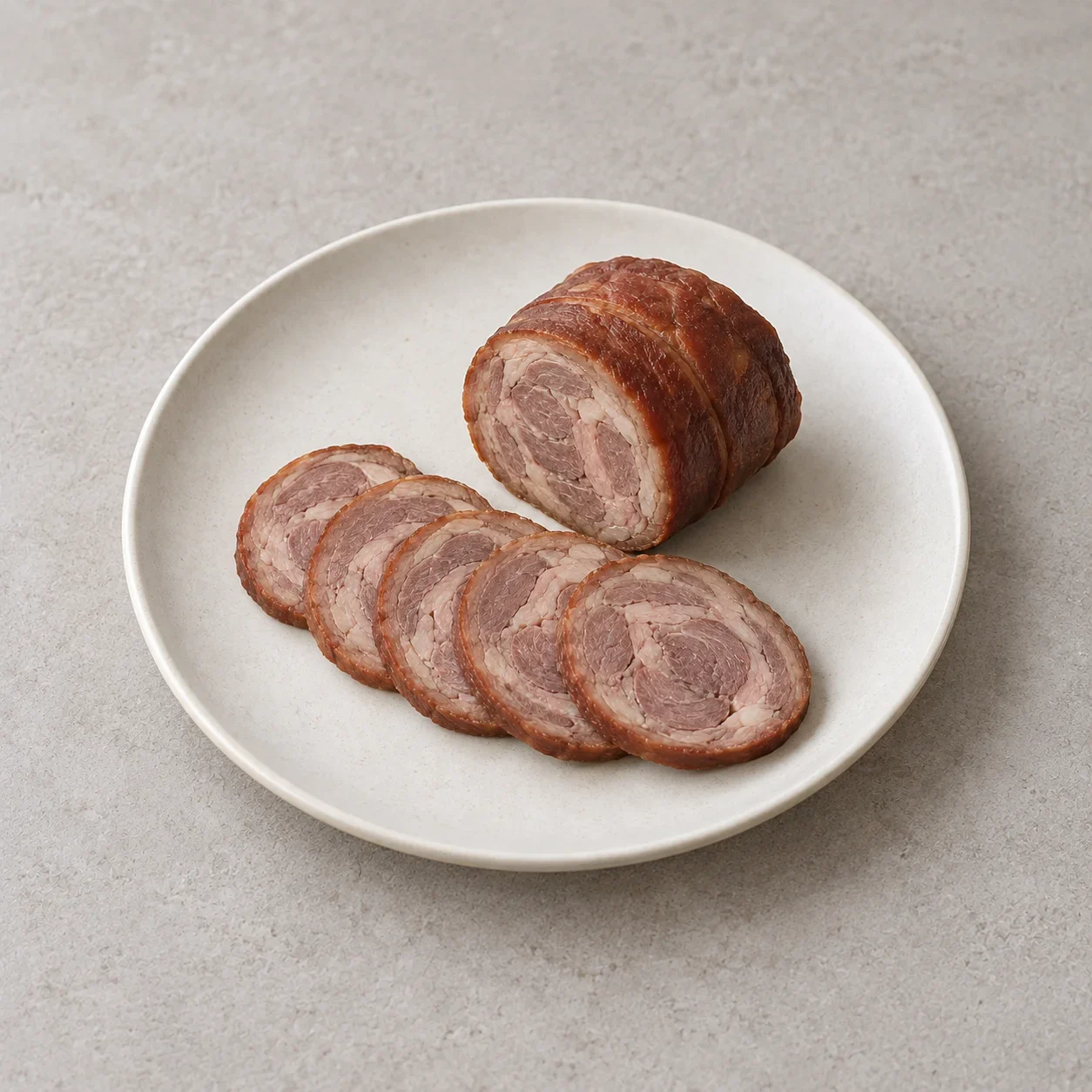 Generated guide illustration of Gaogou bound pork shank; not a restaurant photograph or physical specimen verification.
