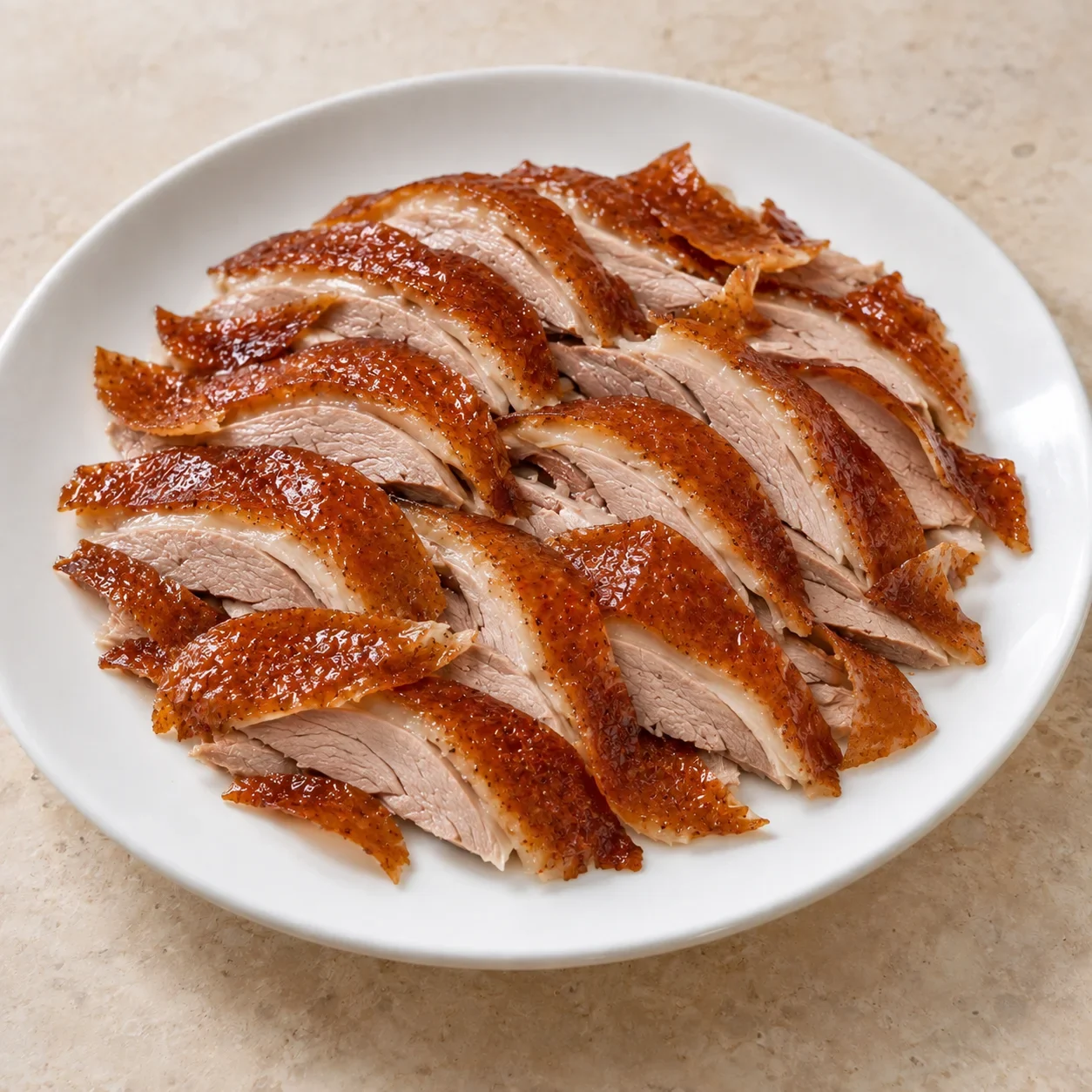 Generated guide illustration of peking duck; not a restaurant photograph.