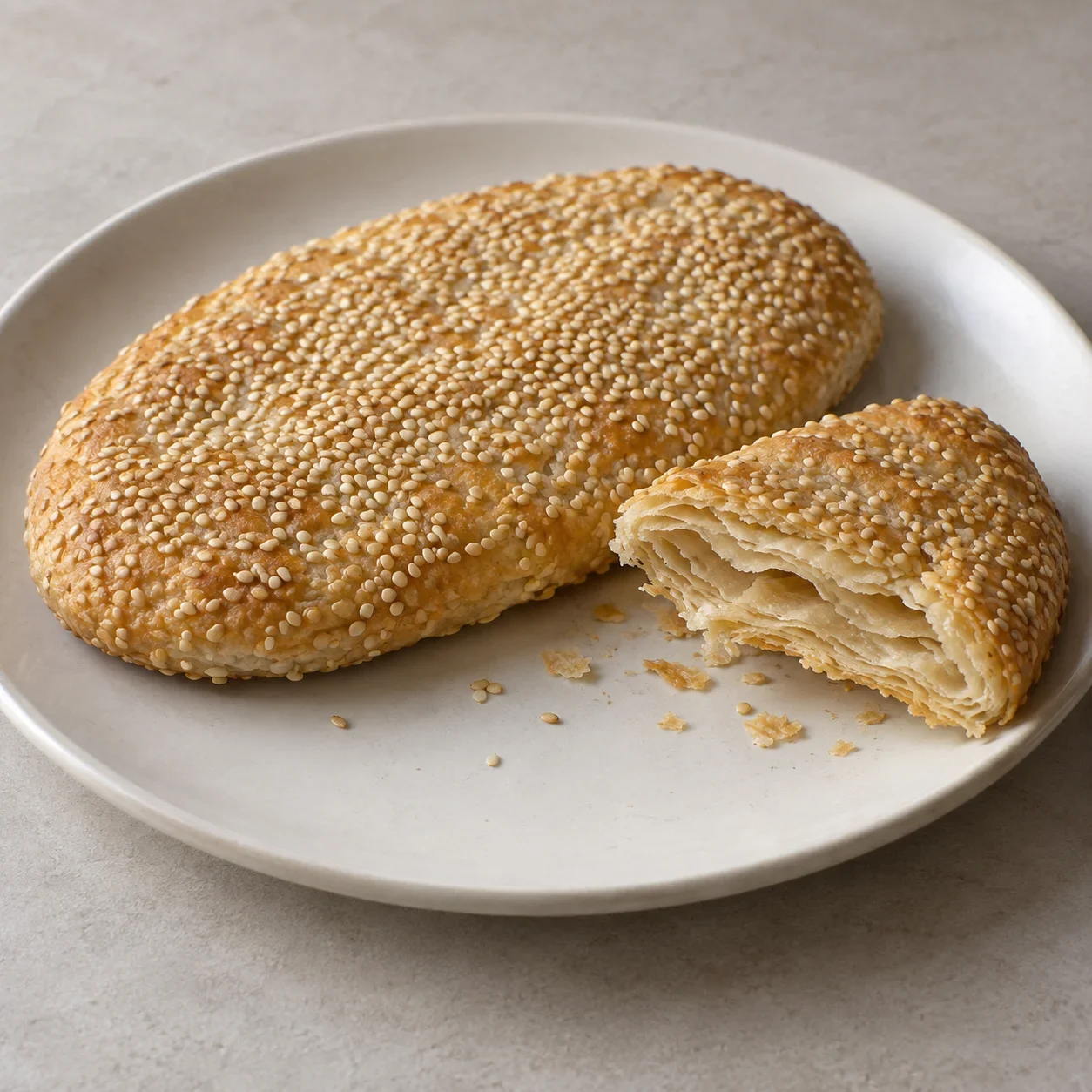 Editorial illustration of Changzhou layered sesame pastry.