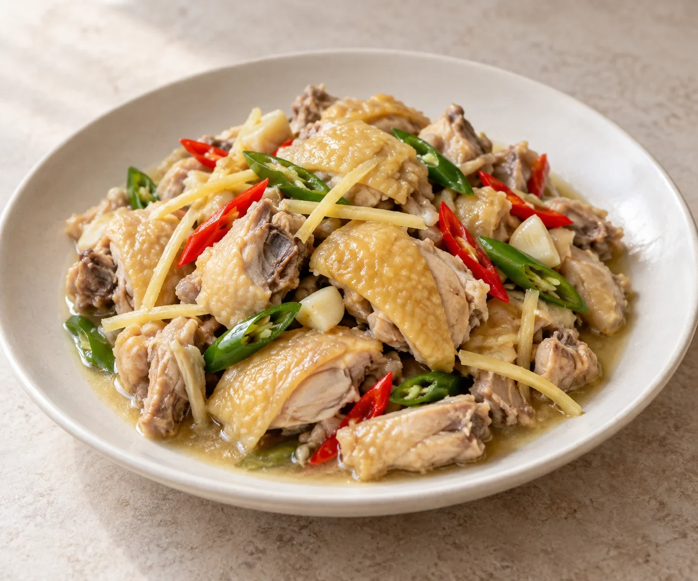 Generated guide illustration of dongan chicken; not a restaurant photograph.