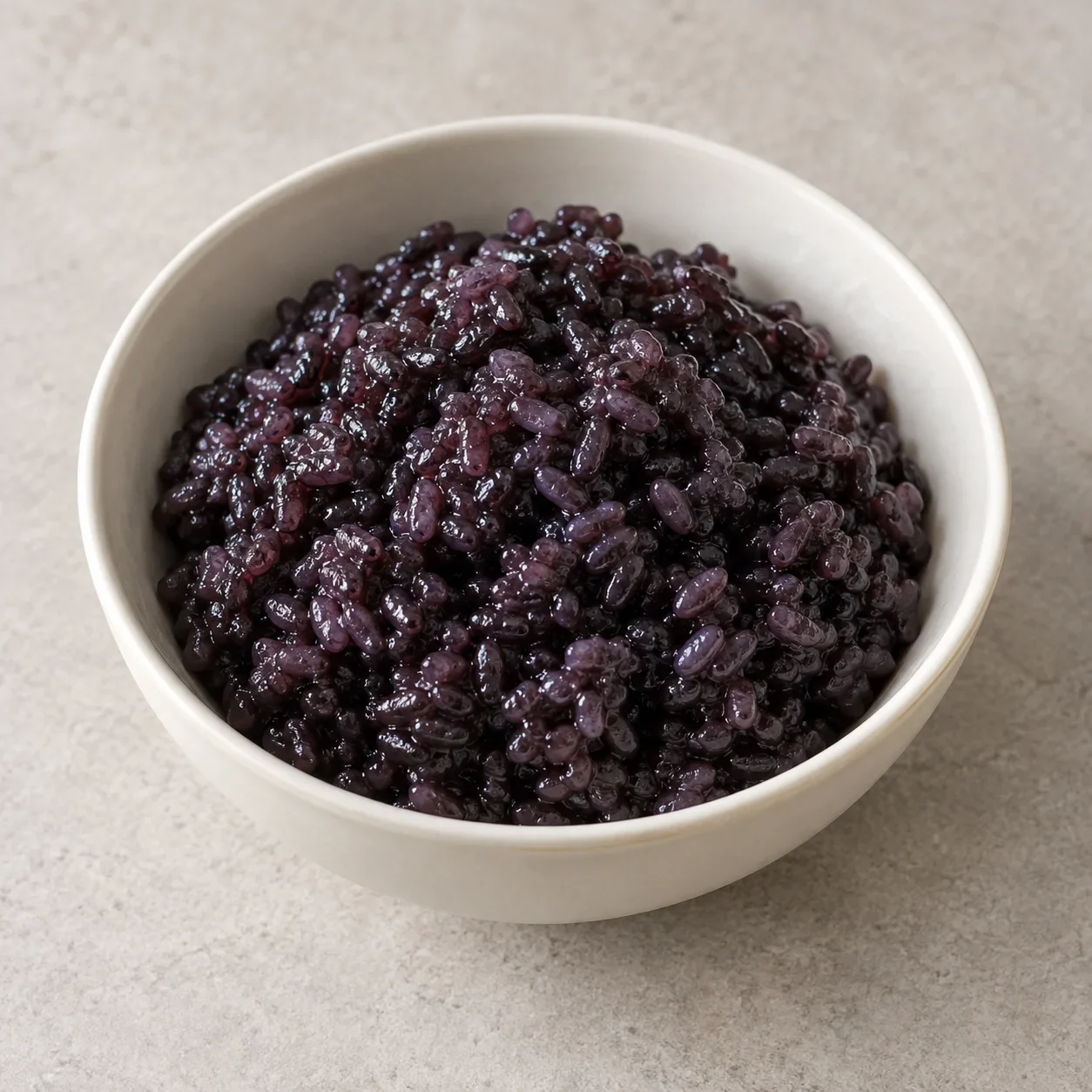 Generated guide illustration of Liyang black glutinous rice; not a restaurant photograph or physical specimen verification.