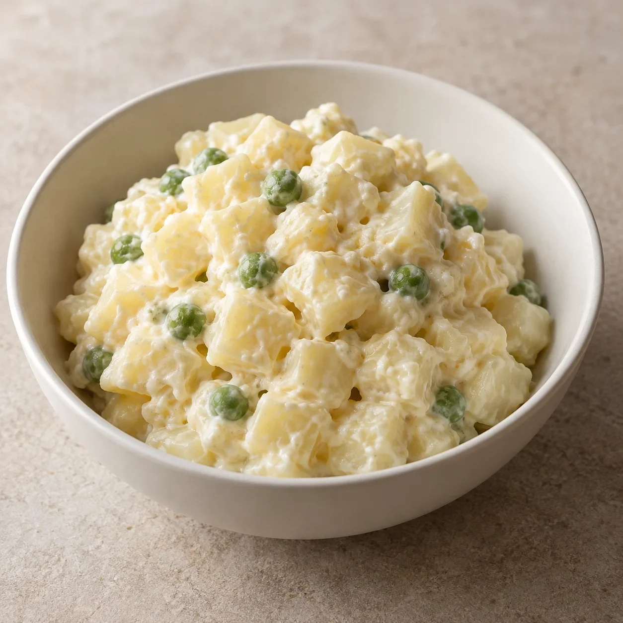 AI-generated editorial illustration of Shanghai potato salad.
