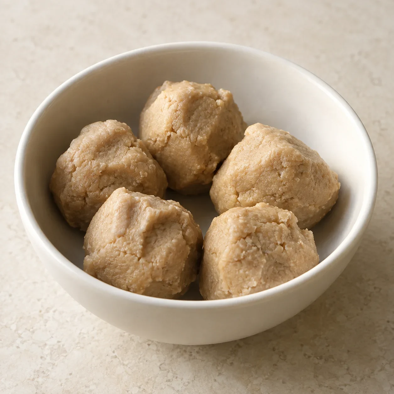 Generated guide illustration of tsampa dough, not a restaurant photograph.